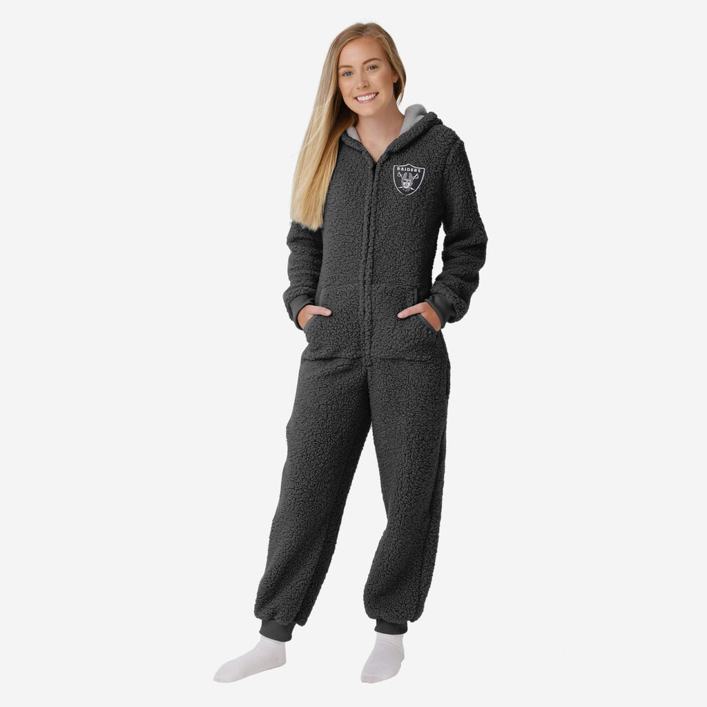 Las Vegas Raiders Womens Sherpa One Piece Pajamas FOCO S - FOCO.com