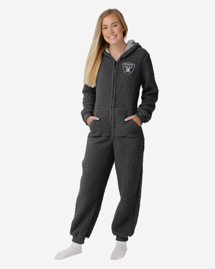 Las Vegas Raiders Womens Sherpa One Piece Pajamas FOCO S - FOCO.com