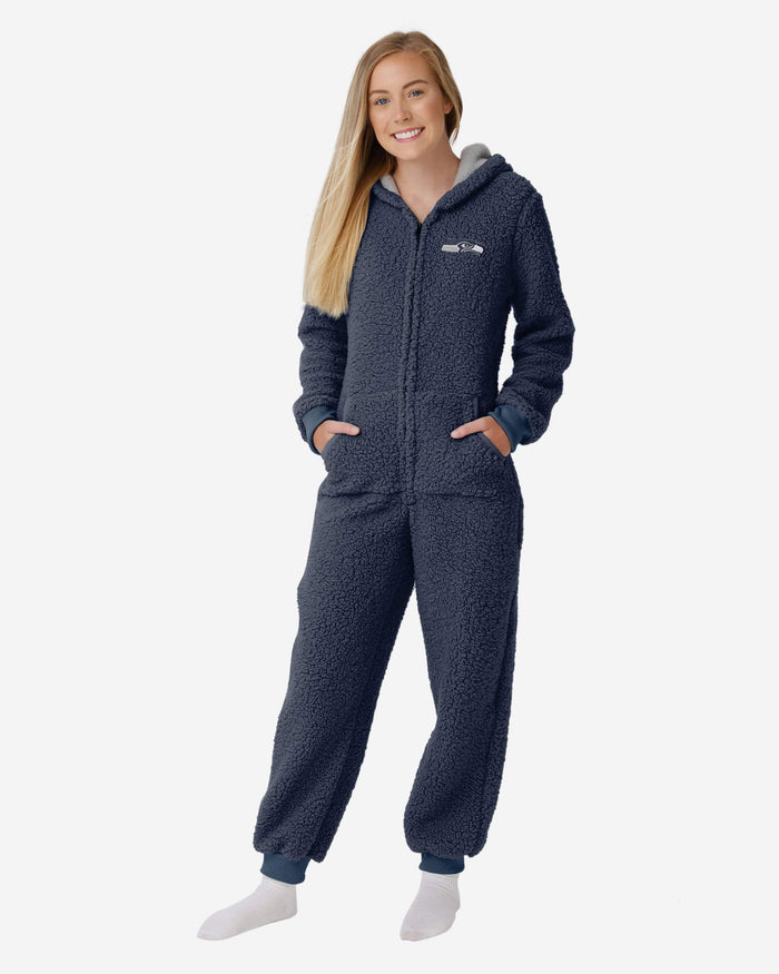 Seattle Seahawks Womens Sherpa One Piece Pajamas FOCO S - FOCO.com