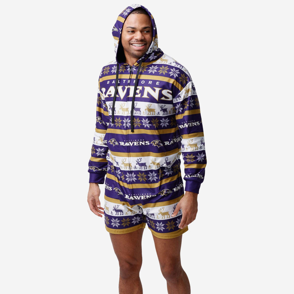 Baltimore Ravens Ugly Short One Piece Pajamas FOCO S - FOCO.com