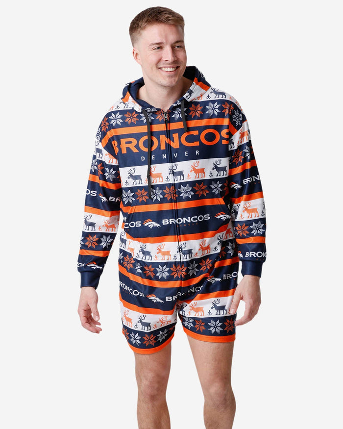 Denver Broncos Ugly Short One Piece Pajamas FOCO S - FOCO.com