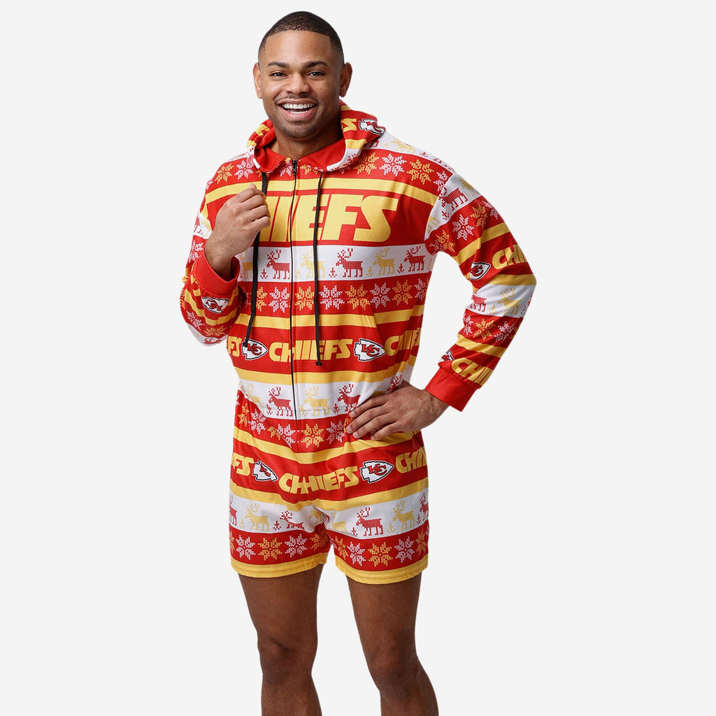 Kansas City Chiefs Ugly Short One Piece Pajamas FOCO S - FOCO.com