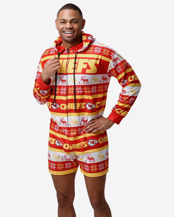 Kansas City Chiefs Ugly Short One Piece Pajamas FOCO S - FOCO.com