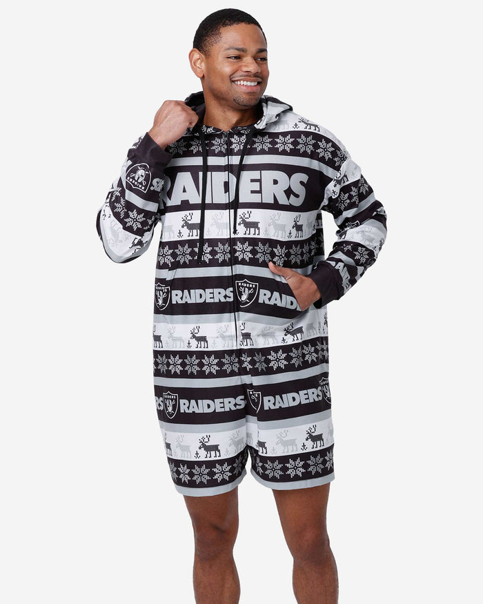 Las Vegas Raiders Ugly Short One Piece Pajamas FOCO - FOCO.com