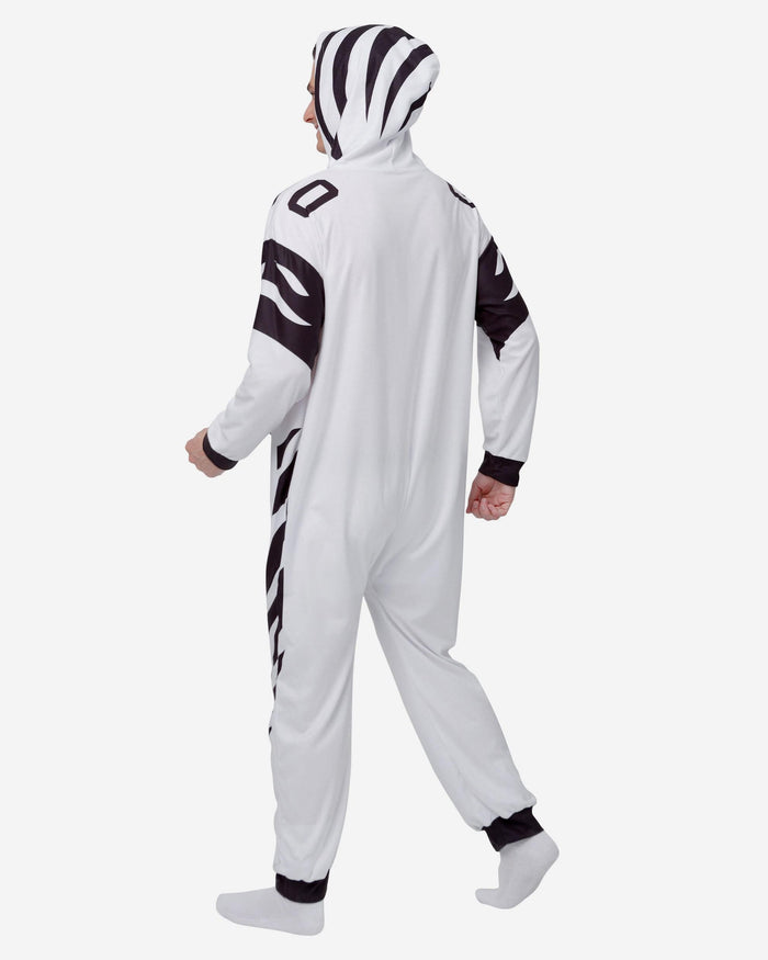 Cincinnati Bengals White Stripe One Piece Pajamas FOCO - FOCO.com