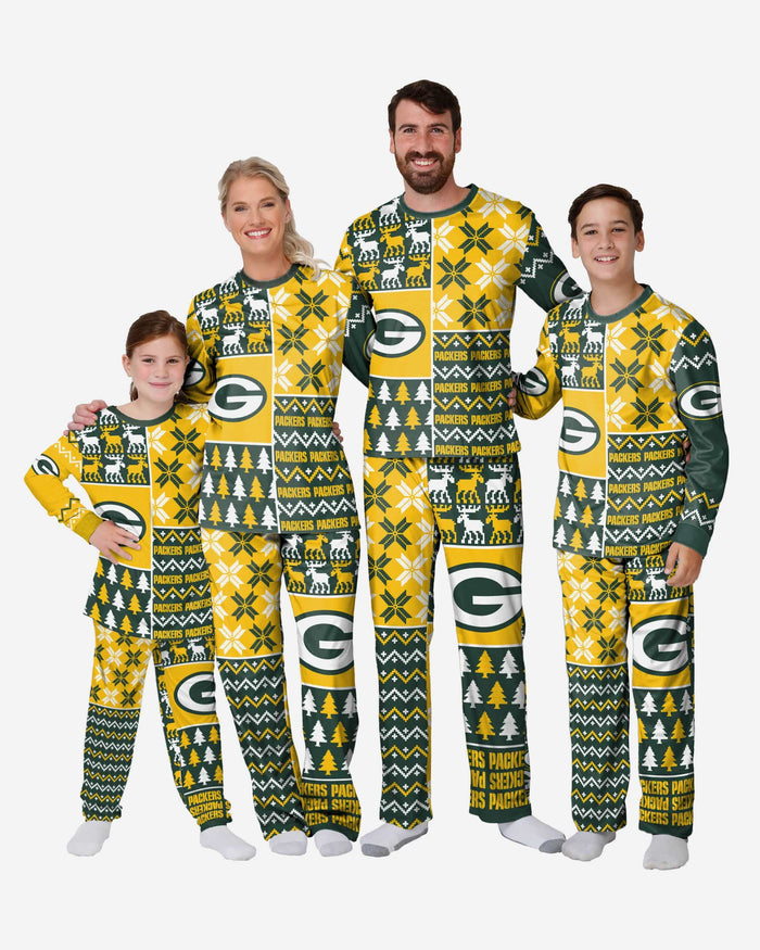 Green Bay Packers Youth Busy Block Family Holiday Pajamas FOCO - FOCO.com