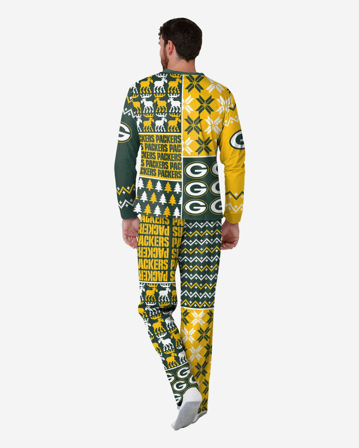 Green Bay Packers Mens Busy Block Family Holiday Pajamas FOCO - FOCO.com