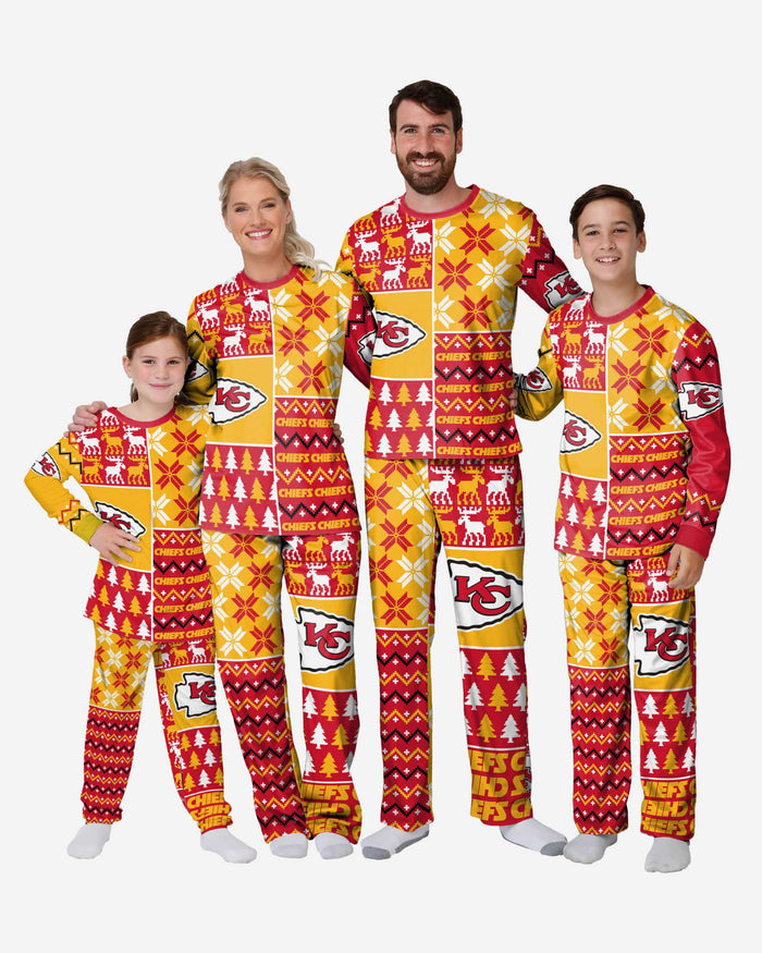 Kansas City Chiefs Womens Busy Block Family Holiday Pajamas FOCO - FOCO.com