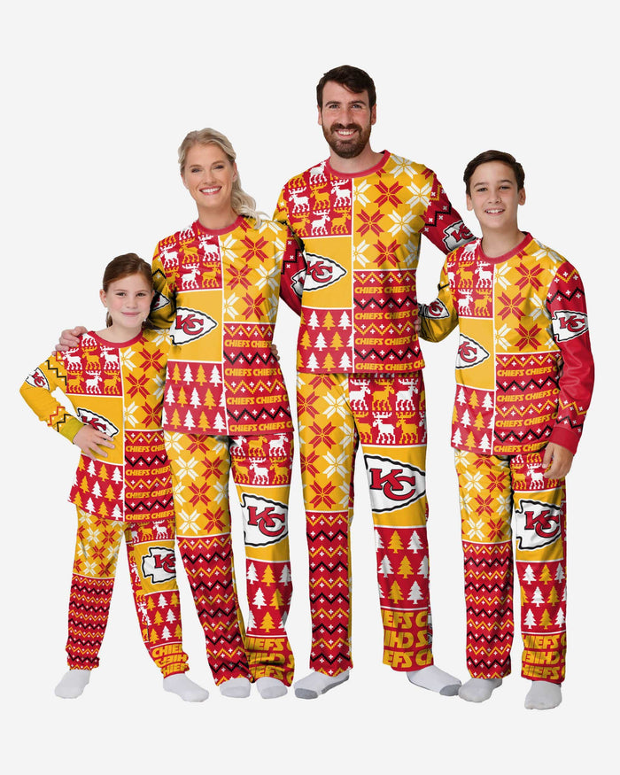 Kansas City Chiefs Mens Busy Block Family Holiday Pajamas FOCO - FOCO.com