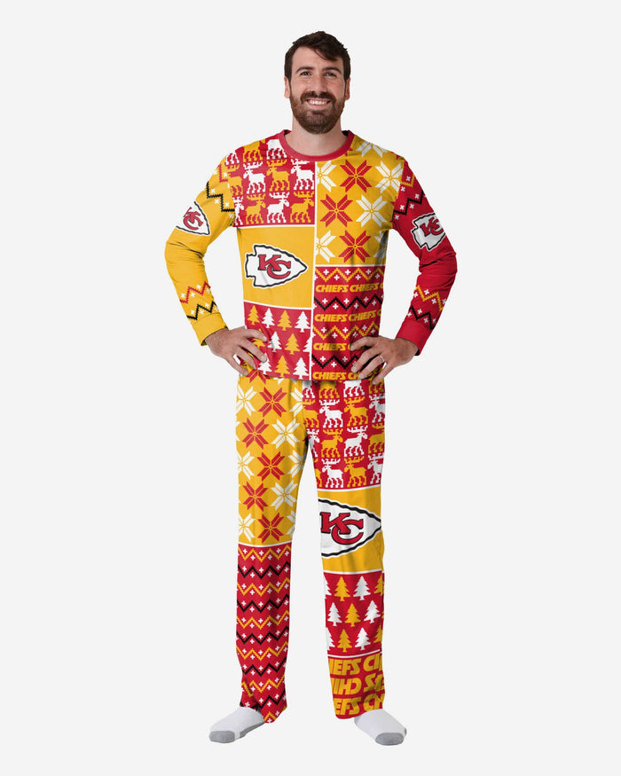 Kansas City Chiefs Mens Busy Block Family Holiday Pajamas FOCO S - FOCO.com