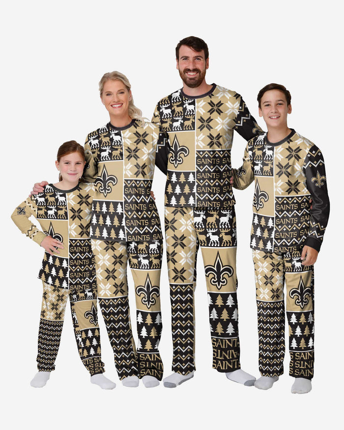 New Orleans Saints Youth Busy Block Family Holiday Pajamas FOCO - FOCO.com