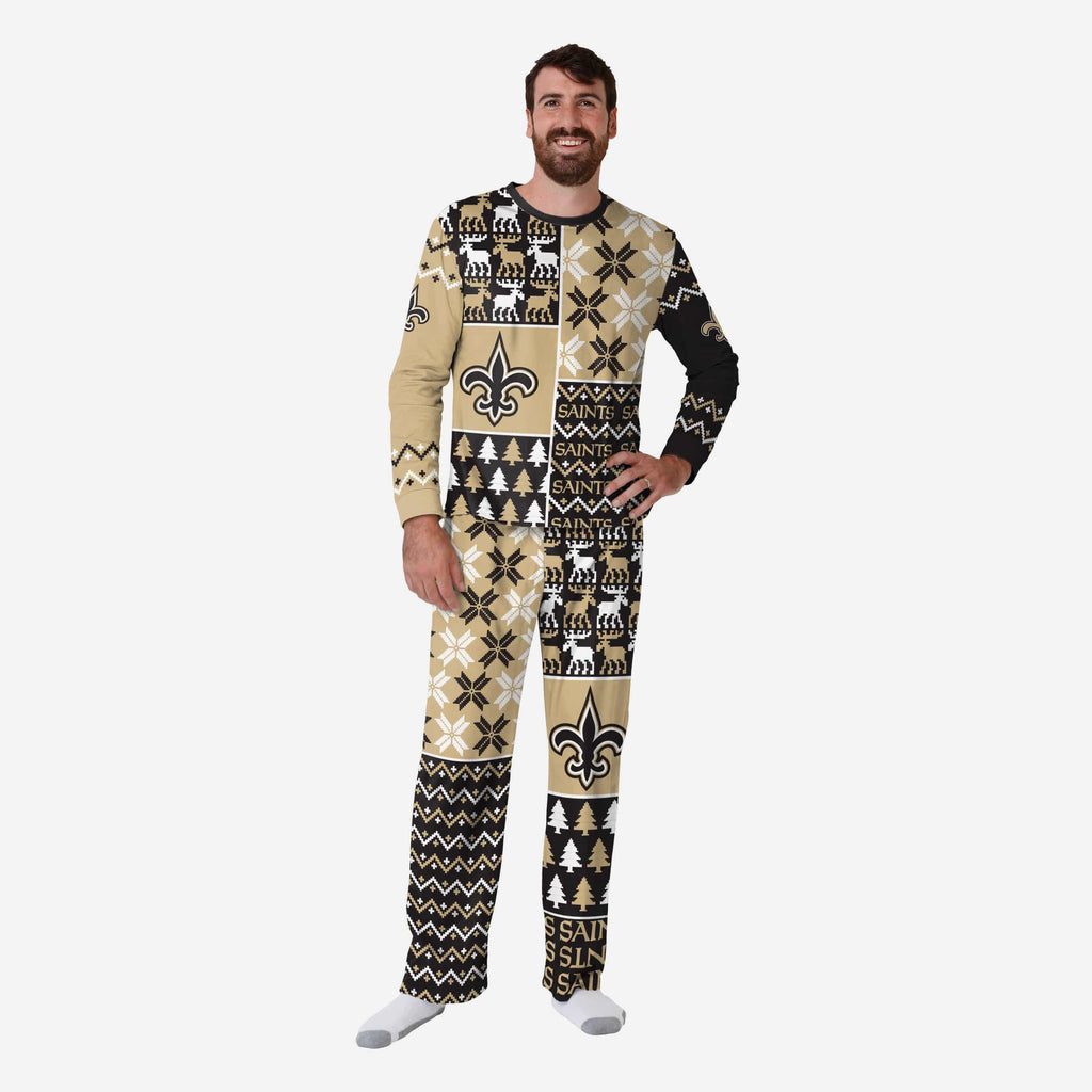 New Orleans Saints Mens Busy Block Family Holiday Pajamas FOCO S - FOCO.com