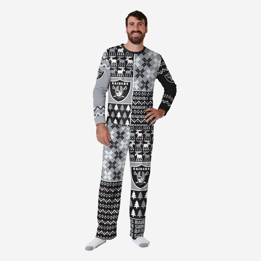 Las Vegas Raiders Mens Busy Block Family Holiday Pajamas FOCO S - FOCO.com