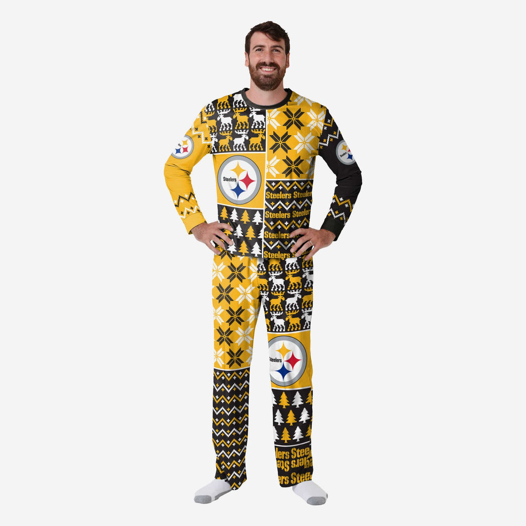 Pittsburgh Steelers Mens Busy Block Family Holiday Pajamas FOCO S - FOCO.com