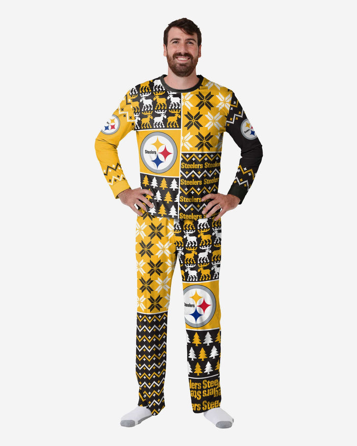 Pittsburgh Steelers Mens Busy Block Family Holiday Pajamas FOCO S - FOCO.com