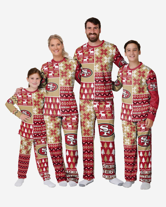 San Francisco 49ers Youth Busy Block Family Holiday Pajamas FOCO - FOCO.com