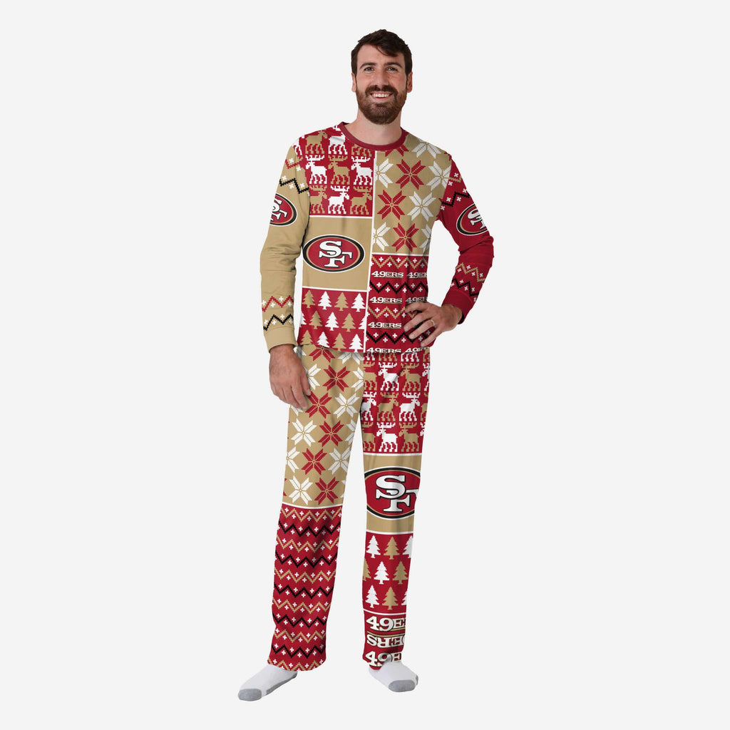 San Francisco 49ers Mens Busy Block Family Holiday Pajamas FOCO S - FOCO.com