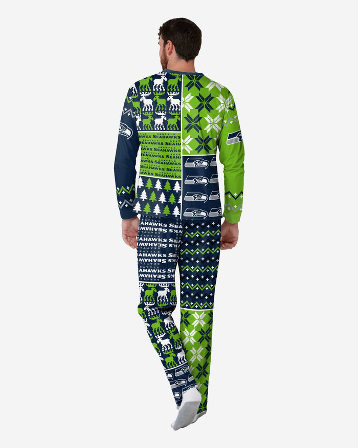 Seattle Seahawks Mens Busy Block Family Holiday Pajamas FOCO - FOCO.com