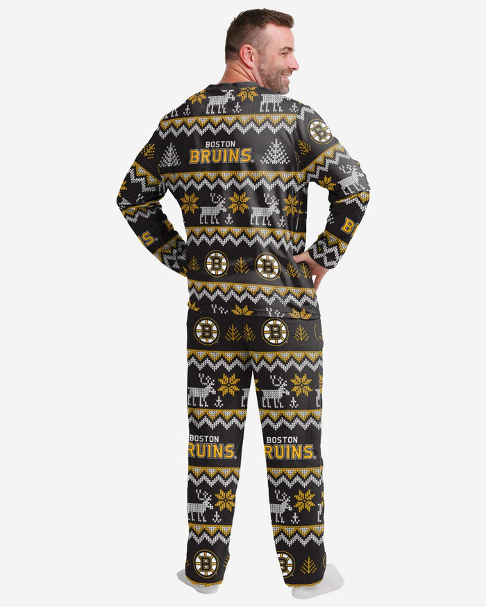 Boston Bruins Mens Ugly Pattern Family Holiday Pajamas FOCO - FOCO.com