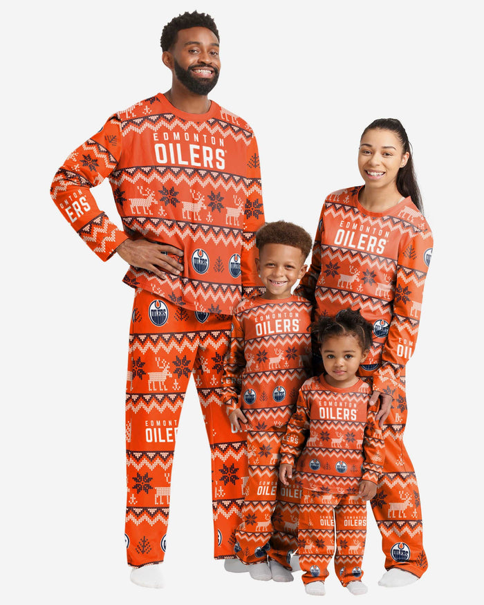 Edmonton Oilers Mens Ugly Pattern Family Holiday Pajamas FOCO - FOCO.com