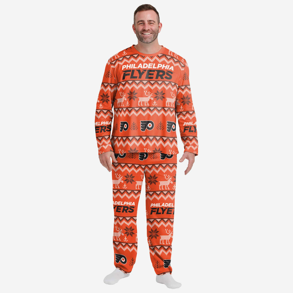 Philadelphia Flyers Mens Ugly Pattern Family Holiday Pajamas FOCO S - FOCO.com