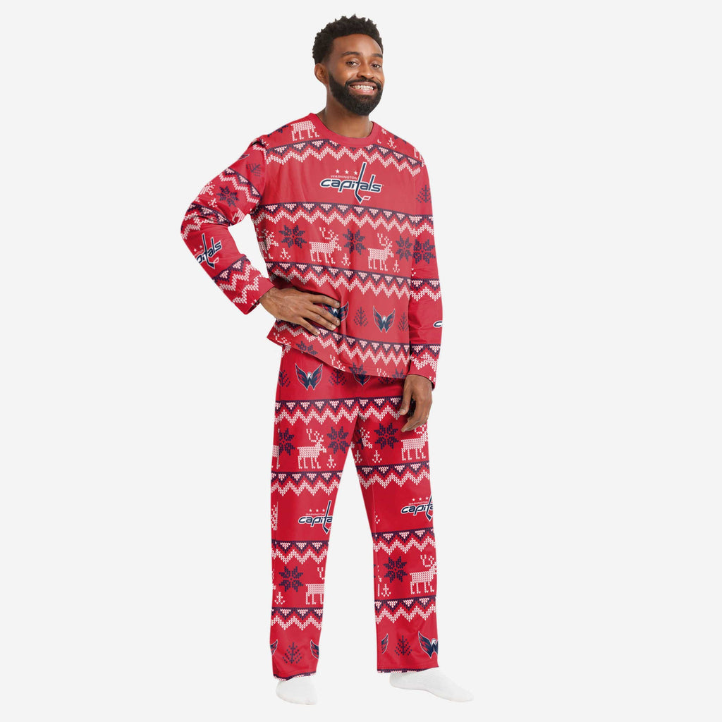 Washington Capitals Mens Ugly Pattern Family Holiday Pajamas FOCO S - FOCO.com