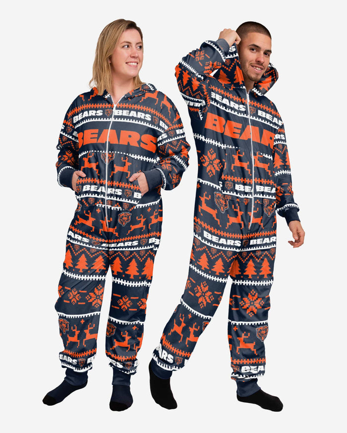 Chicago Bears Holiday One Piece Pajamas FOCO XS - FOCO.com