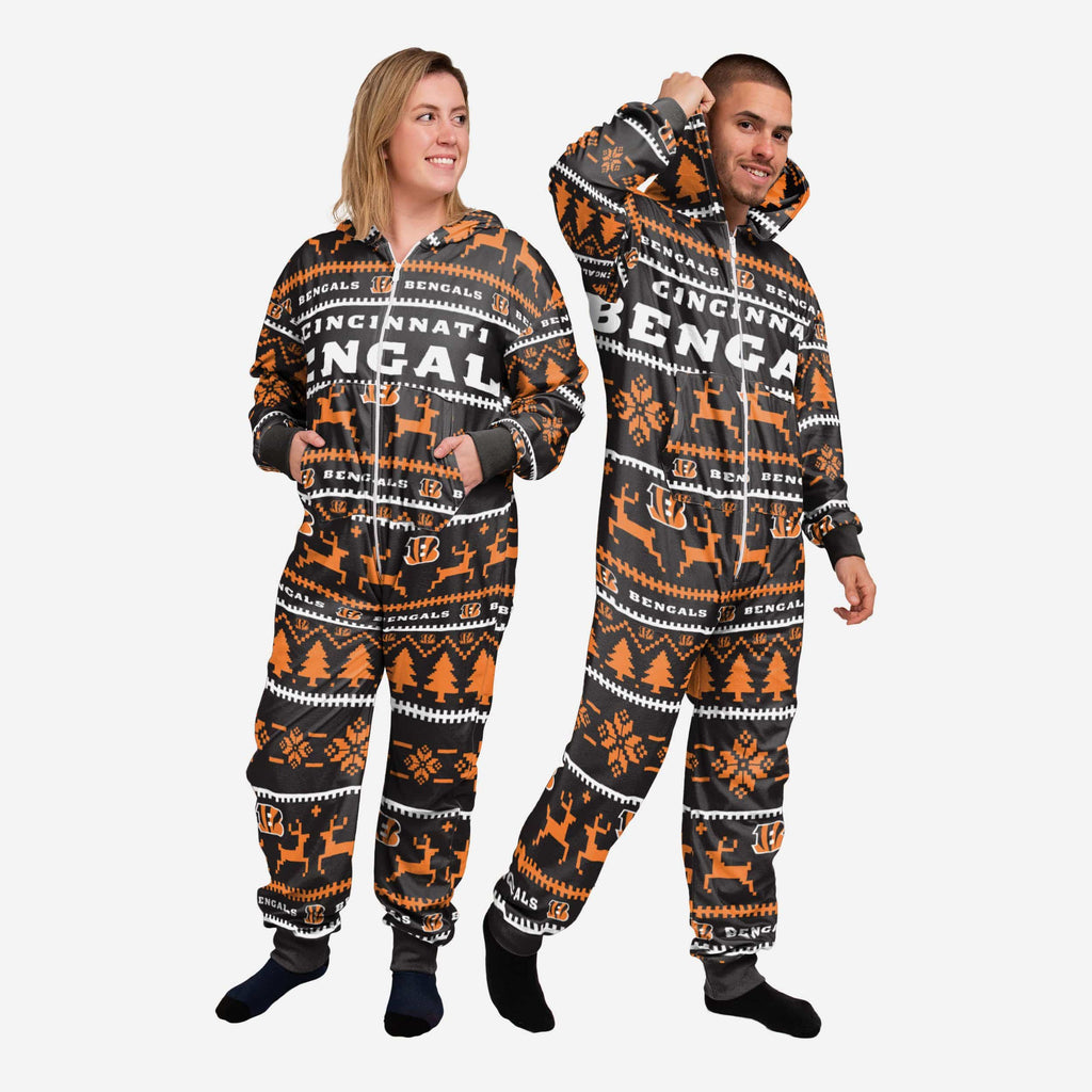 Cincinnati Bengals Holiday One Piece Pajamas FOCO XS - FOCO.com