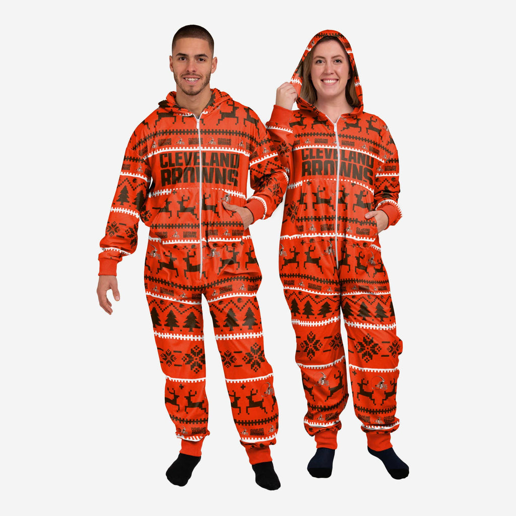 Cleveland Browns Holiday One Piece Pajamas FOCO XS - FOCO.com