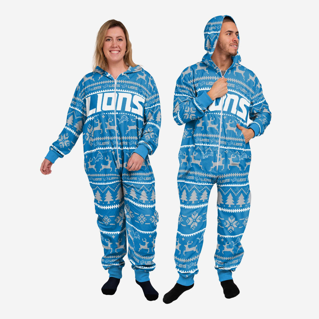 Detroit Lions Holiday One Piece Pajamas FOCO XS - FOCO.com