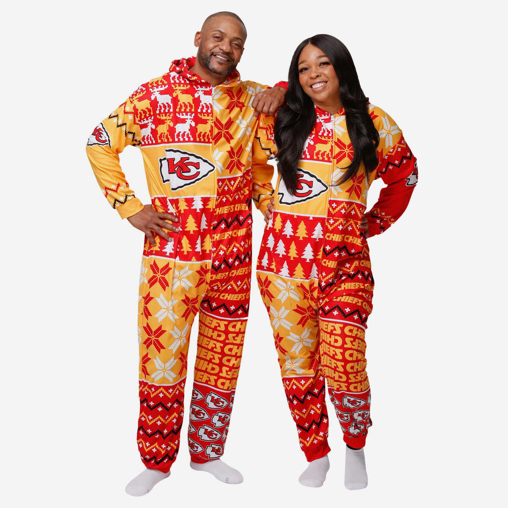 Kansas City Chiefs Busy Block One Piece Pajamas FOCO S - FOCO.com