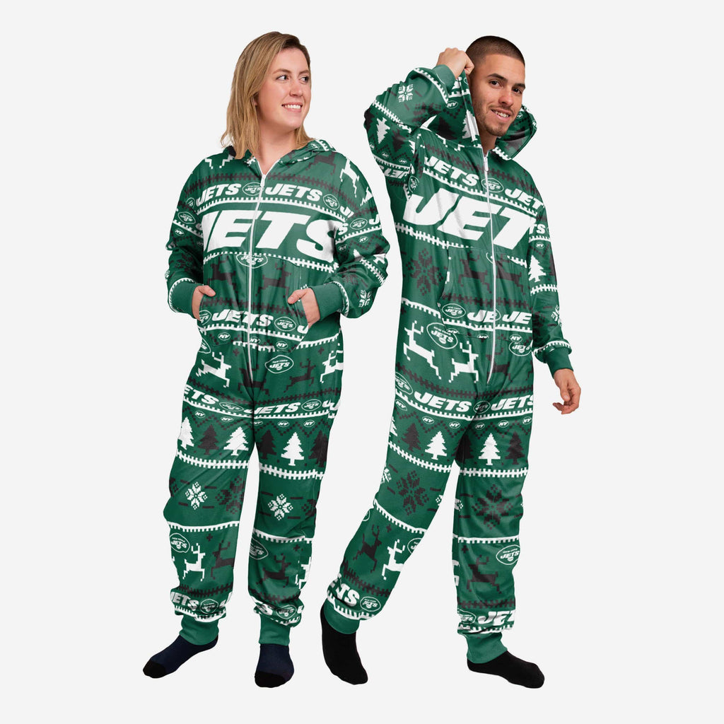 New York Jets Holiday One Piece Pajamas FOCO XS - FOCO.com