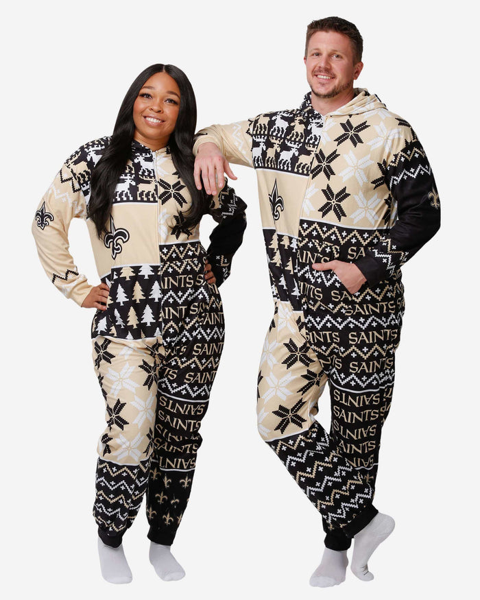 New Orleans Saints Busy Block One Piece Pajamas FOCO S - FOCO.com