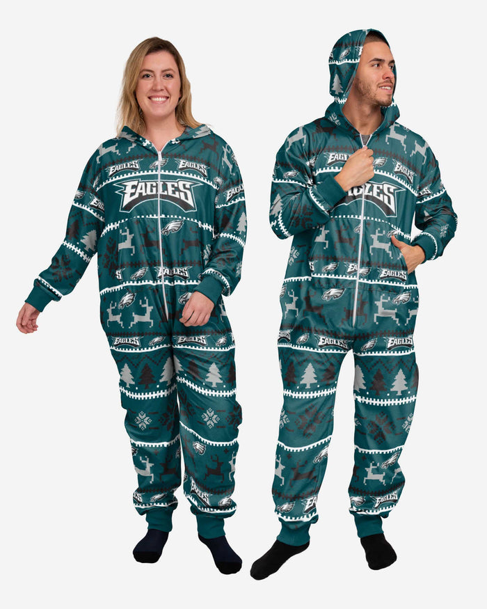 Philadelphia Eagles Holiday One Piece Pajamas FOCO XS - FOCO.com