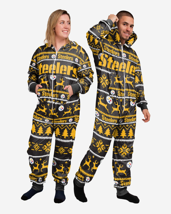 Pittsburgh Steelers Holiday One Piece Pajamas FOCO XS - FOCO.com