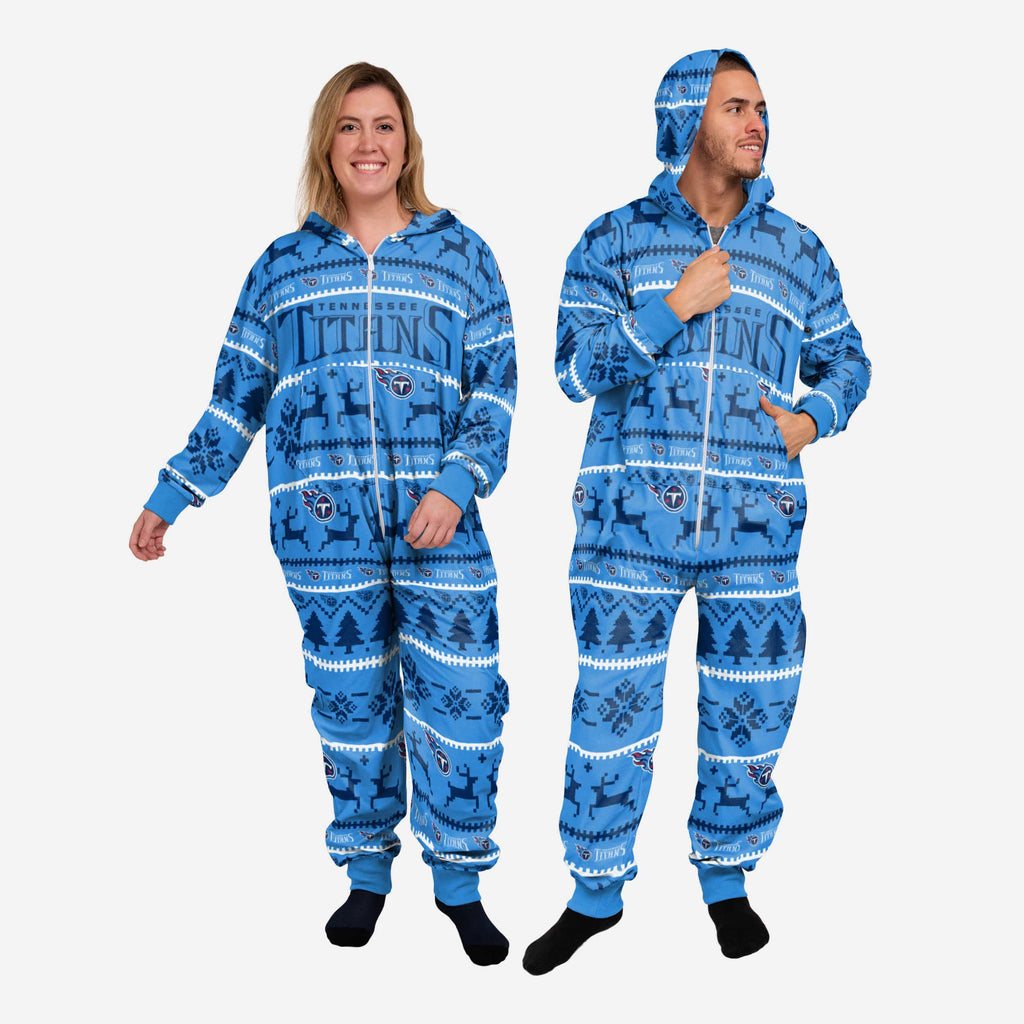 Tennessee Titans Holiday One Piece Pajamas FOCO XS - FOCO.com