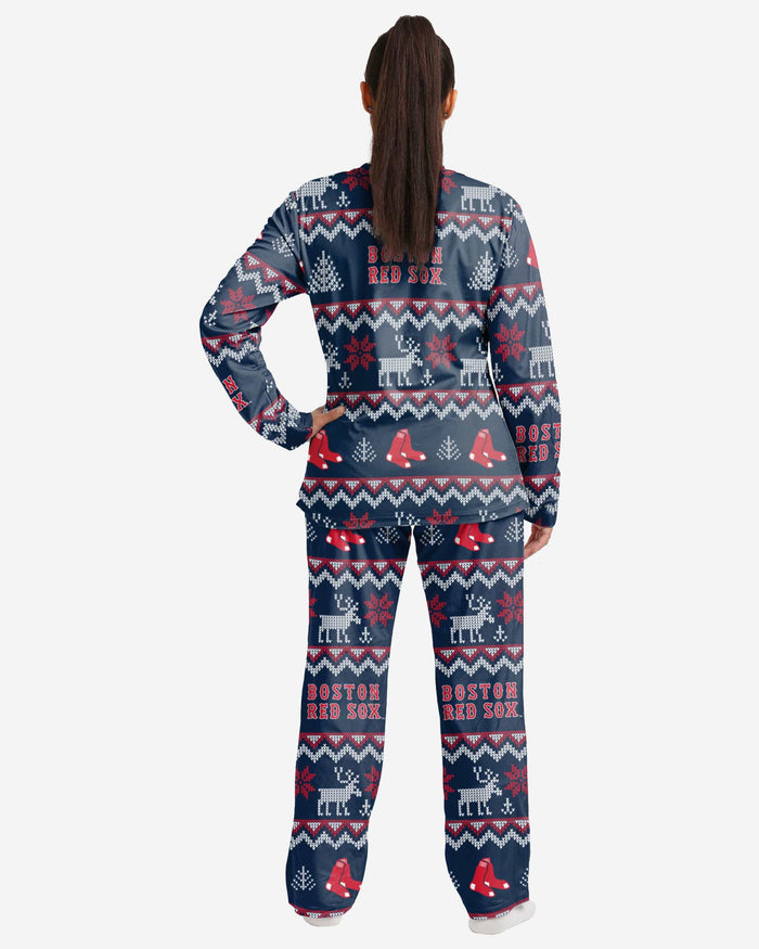 Boston Red Sox Womens Ugly Pattern Family Holiday Pajamas FOCO - FOCO.com