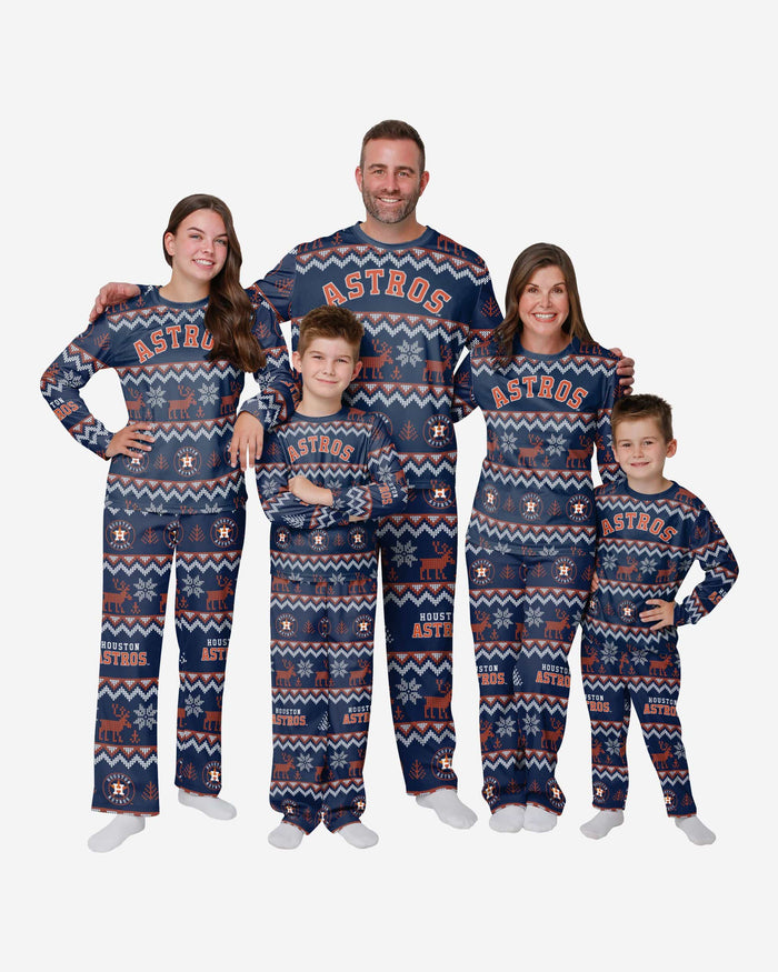 Houston Astros Womens Ugly Pattern Family Holiday Pajamas FOCO - FOCO.com