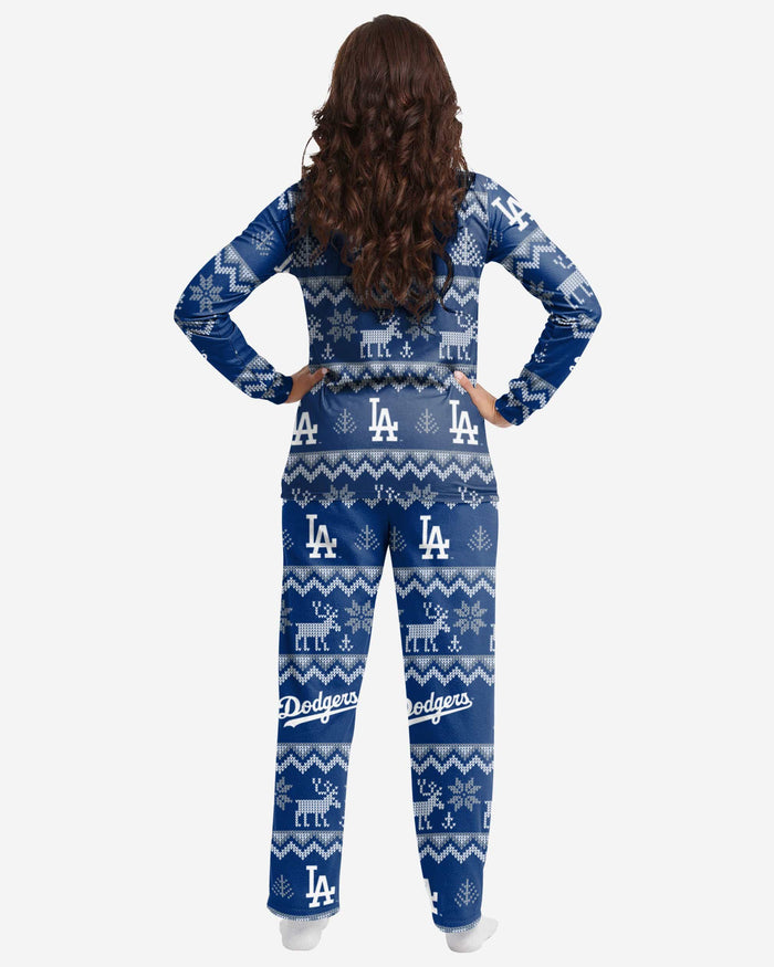 Los Angeles Dodgers Womens Ugly Pattern Family Holiday Pajamas FOCO - FOCO.com