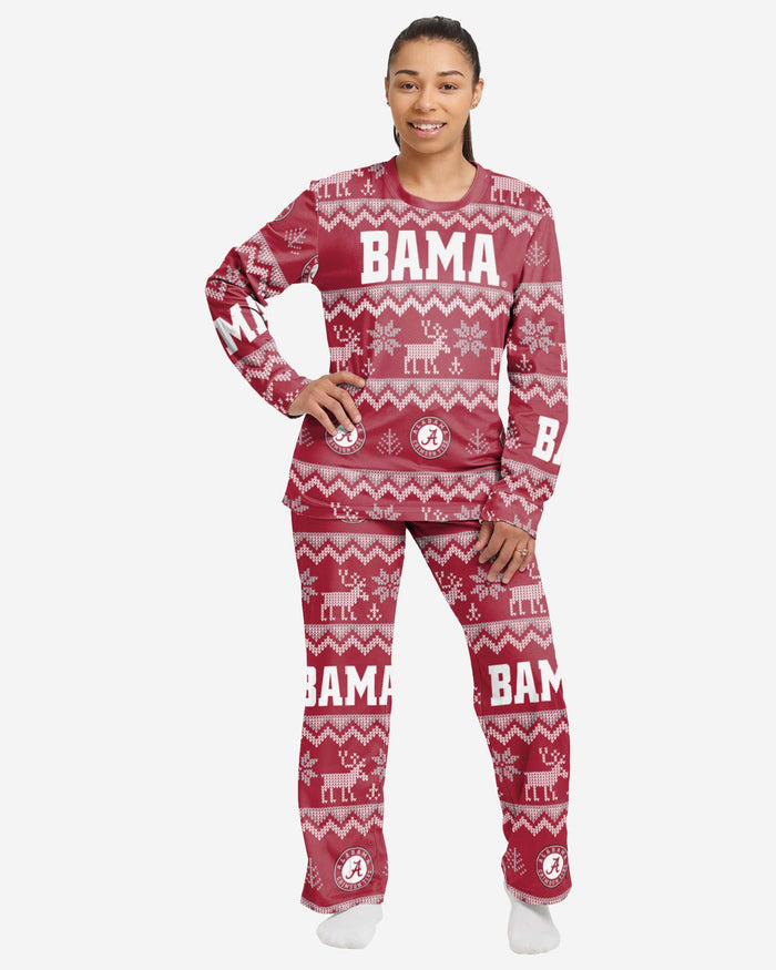 Alabama Crimson Tide Womens Ugly Pattern Family Holiday Pajamas FOCO S - FOCO.com