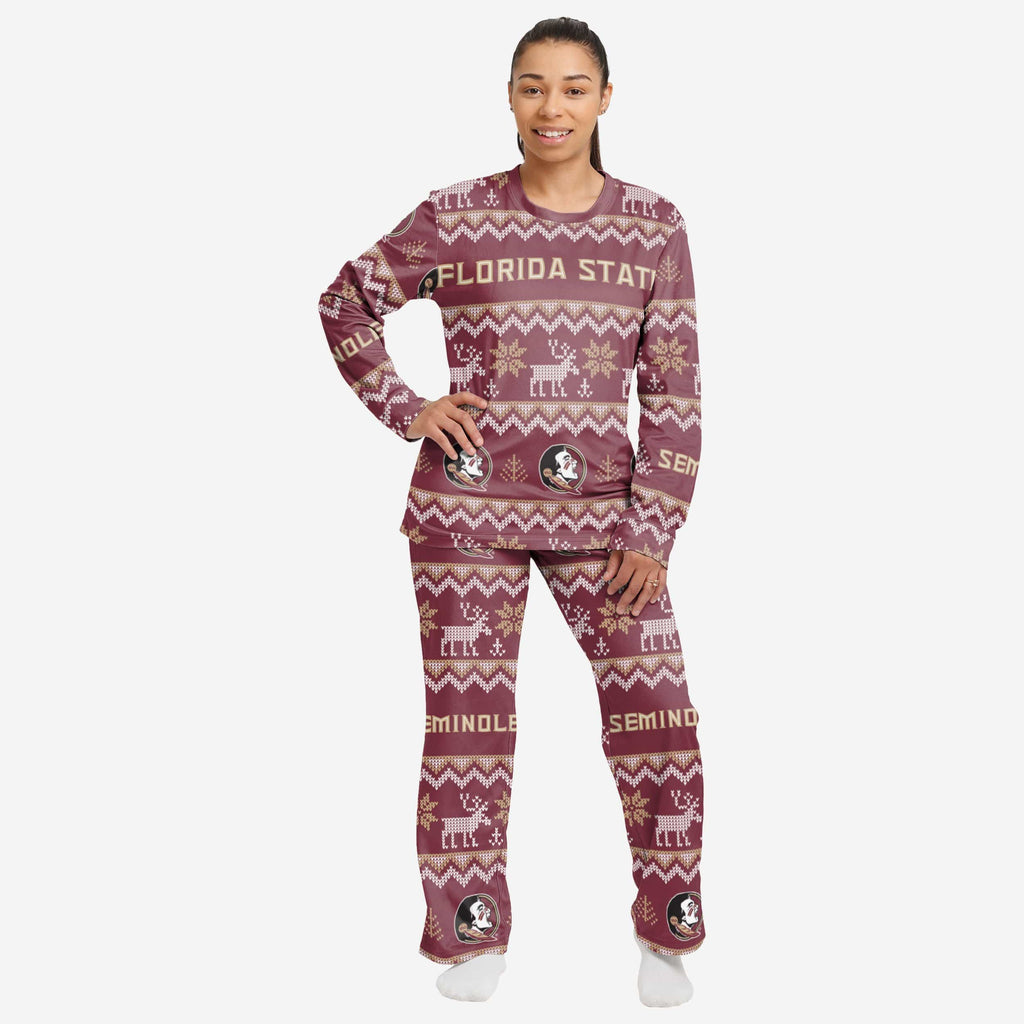 Florida State Seminoles Womens Ugly Pattern Family Holiday Pajamas FOCO - FOCO.com