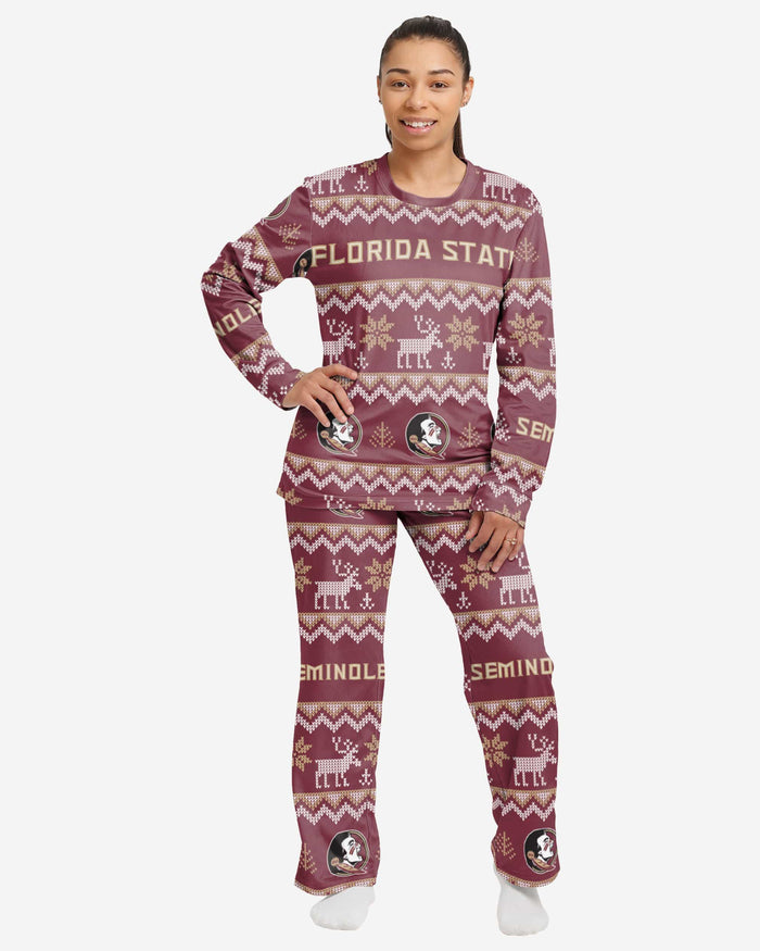 Florida State Seminoles Womens Ugly Pattern Family Holiday Pajamas FOCO - FOCO.com