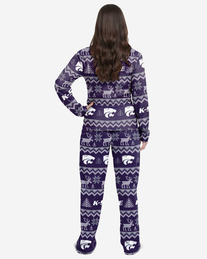 Kansas State Wildcats Womens Ugly Pattern Family Holiday Pajamas FOCO - FOCO.com