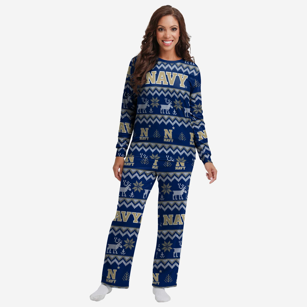 Navy Midshipmen Womens Ugly Pattern Family Holiday Pajamas FOCO S - FOCO.com