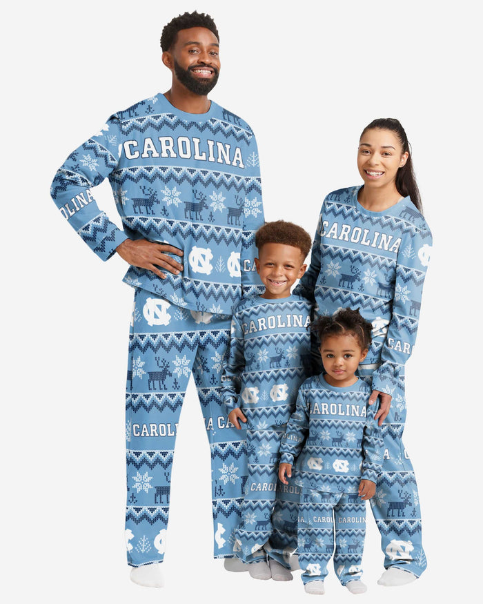 North Carolina Tar Heels Womens Ugly Pattern Family Holiday Pajamas FOCO - FOCO.com