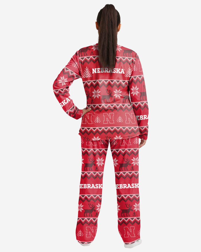 Nebraska Cornhuskers Womens Ugly Pattern Family Holiday Pajamas FOCO - FOCO.com