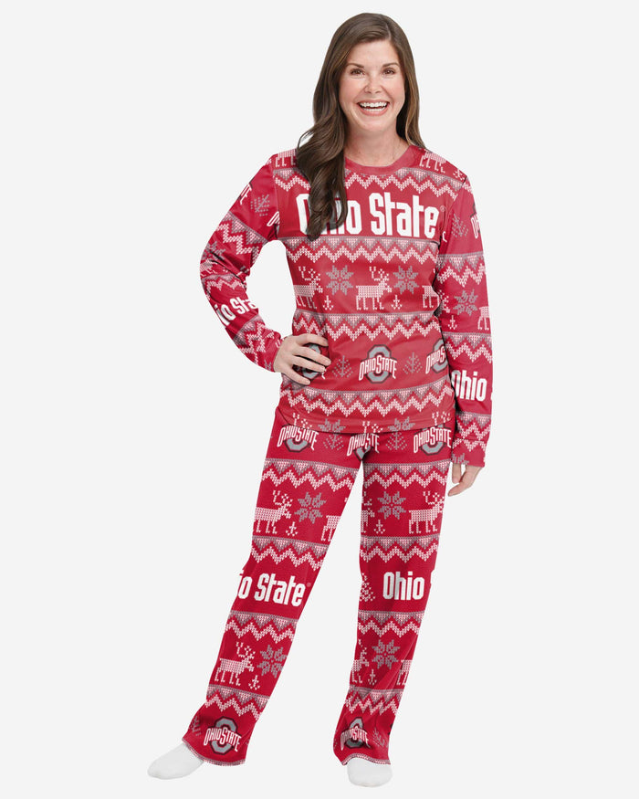 Ohio State Buckeyes Womens Ugly Pattern Family Holiday Pajamas FOCO S - FOCO.com