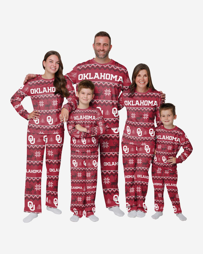 Oklahoma Sooners Womens Ugly Pattern Family Holiday Pajamas FOCO - FOCO.com