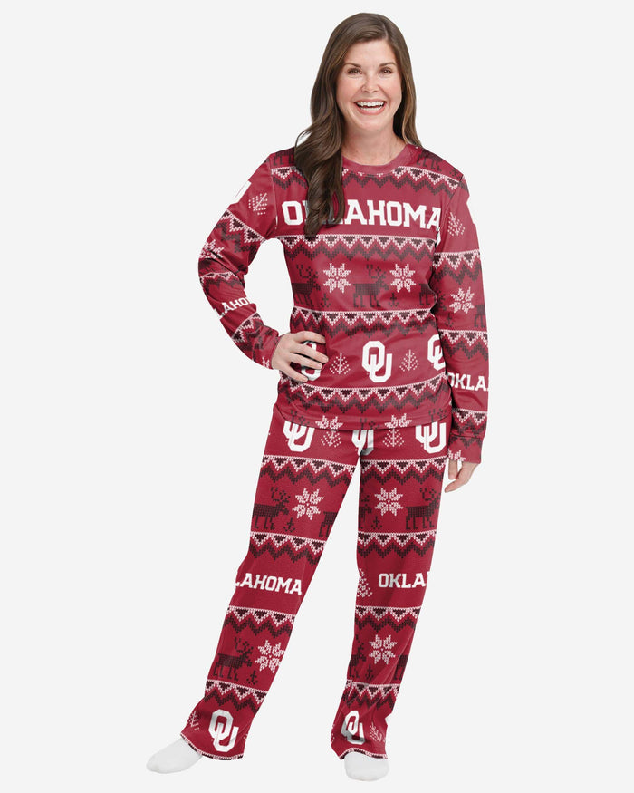 Oklahoma Sooners Womens Ugly Pattern Family Holiday Pajamas FOCO S - FOCO.com