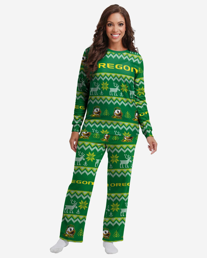 Oregon Ducks Womens Ugly Pattern Family Holiday Pajamas FOCO S - FOCO.com